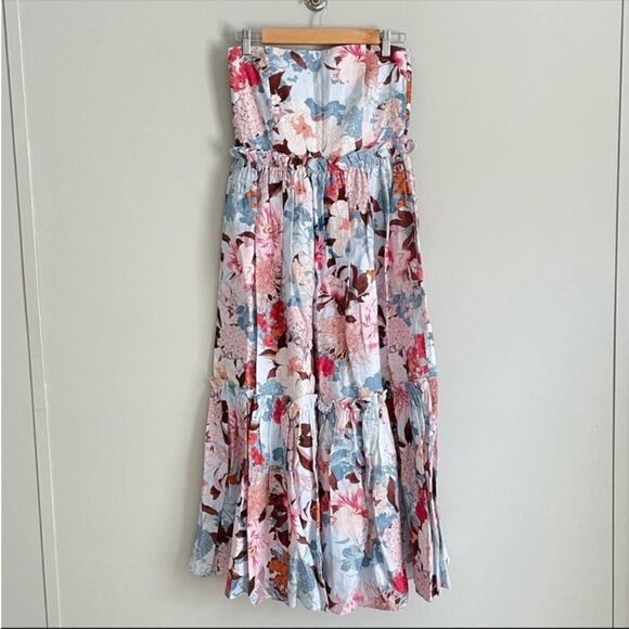 Cara Cara Floral Strapless Linen Dress - Picture 3 of 7